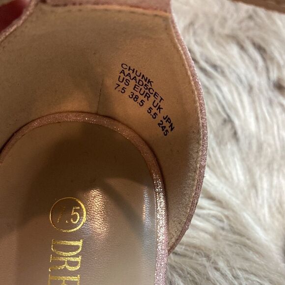 DREAM PAIRS Champagne Low-Chunk Heel Pump Open Toe Ankle Strap Sandals - Picture 4 of 16